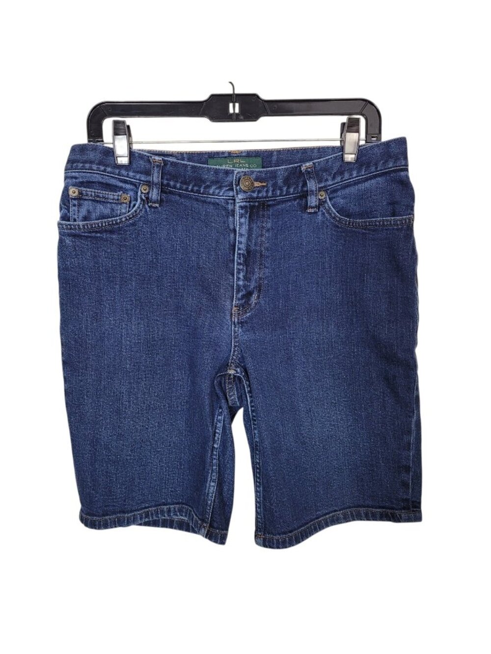 Lauren Ralph Lauren Classic Bermuda Jean Shorts Sz 8 Dark Wash Mid Rise Modest